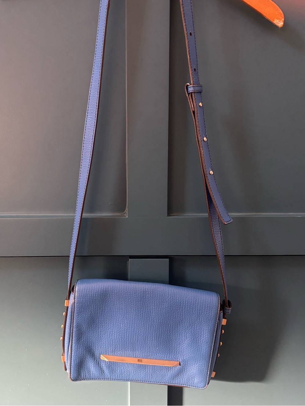 Great condition Brian Atwood blue Leather Crossbody Bag